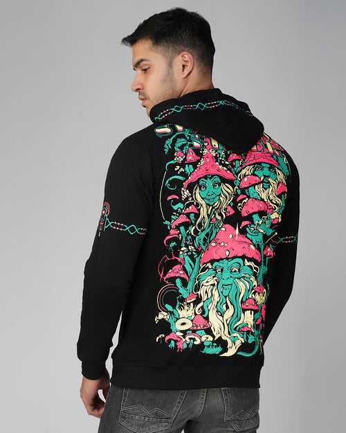 Shroom Fever | zip up Cotton Hoodie UV Light Reactive