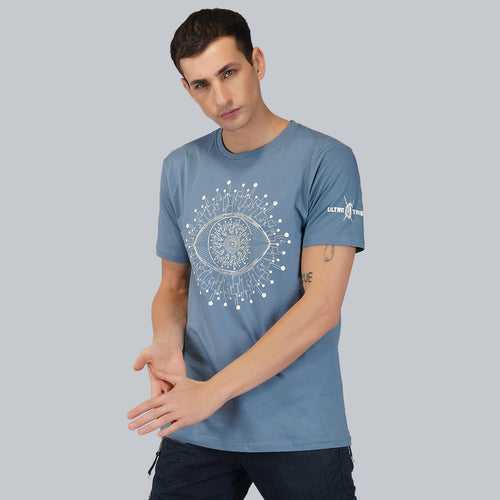 Revive Round Neck Half Sleeve Ocean Blue Color T-Shirt