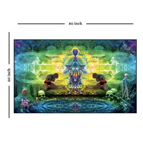 Illusion of Time Wall Hanging Tapestry (Multicolour, 80 x 60 inch)