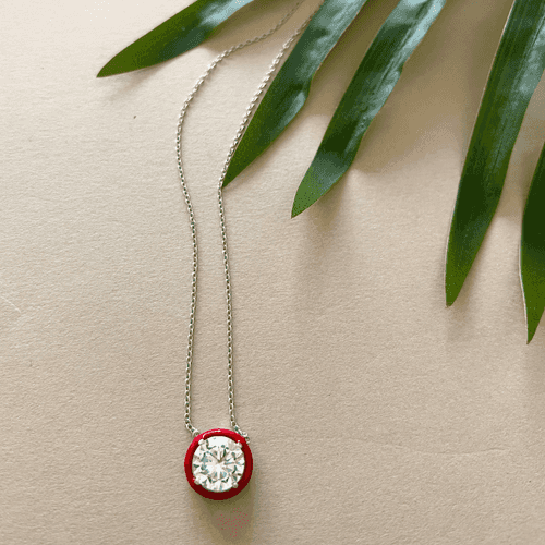 Red Enamel-Coated Silver Pendant