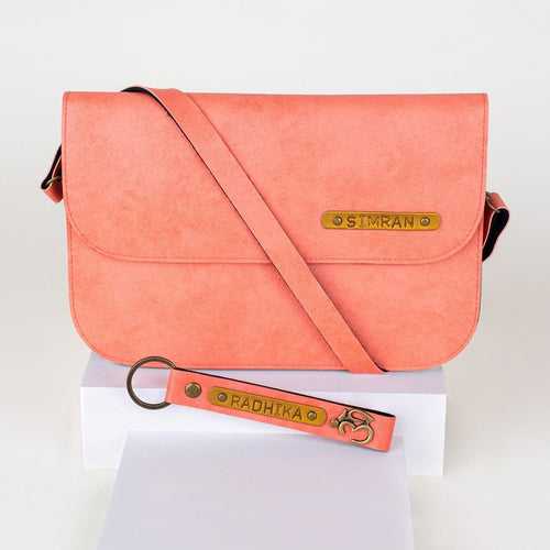 Customized Sling Bag & Keychain Gift Set