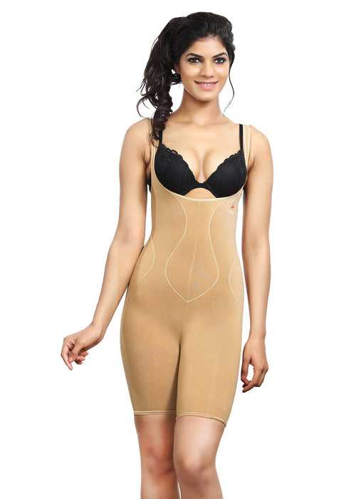 Adorna Slimmer Body Suit - Cotton Blend High Compression Shapewear for Women