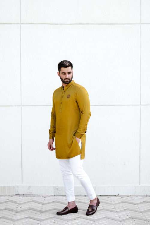 Mustard Shine Embellished Kurta