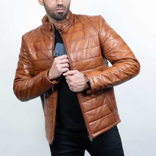 Puffer Leather Jacket