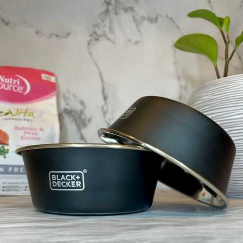 Stainless Steel Non-Skid Pet Feeding Chalk Bowl - Black