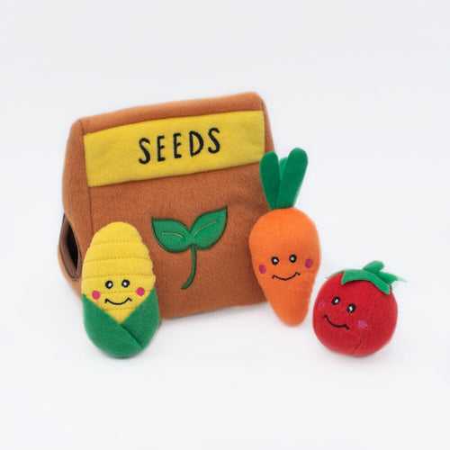 Seed Packet Plush Interactive Squeaky Dog Toy