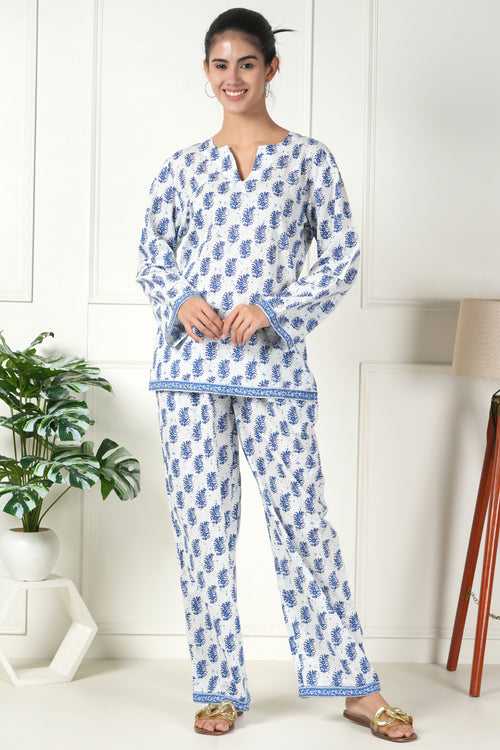 Indiana | Blue & white Co-ord with Motif Cotton