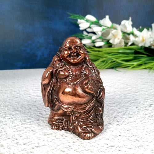 Laughing Buddha With Money Bag Showpiece - For Money, Good Luck, Wealth & Gift- 5 inch