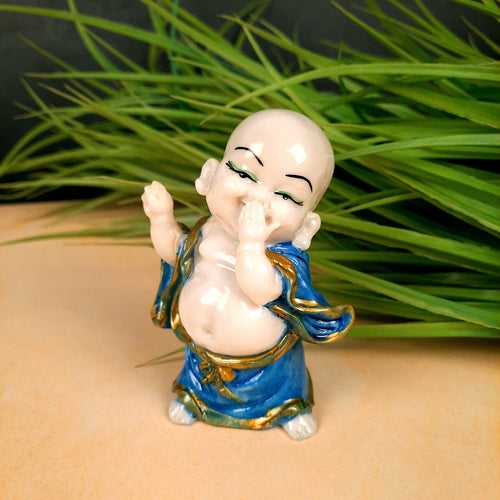 Buddha Baby Monk Showpiece|Happy Monk Feng Shui Table Decor - for Car Dashboard, Good Luck, Home, Office Decor & Gift- 4 inch