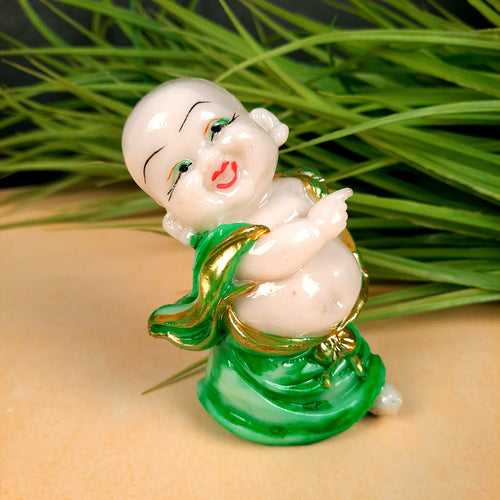 Baby Monk  Showpiece | Feng Shui Table Decor - for Car Dashboard, Good Luck, Home, Table, Office Decor & Gift- 4 inch