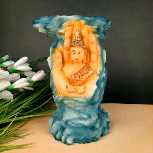 Vase | Flower Pot - Resin | Showpiece Cum Vase - Buddha Face - for Home Decoration, Living Room, Table, Shelf, Office , Interior Decor | Gifts for All Occasions- 11 inch (Blue)