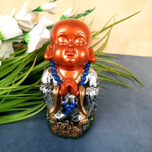Baby Buddha Statue |Cute Baby Monk Feng Shui Decor - for Car Dashboard, Good Luck, Home, Table, Office Decor & Gift- 6.5 inch