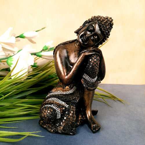 Buddha Statue Idol | Lord Gautam Buddha Showpiece -in Relaxing Pose - for Living Room, Home, Table, Office Decor & Gift - 7 inch