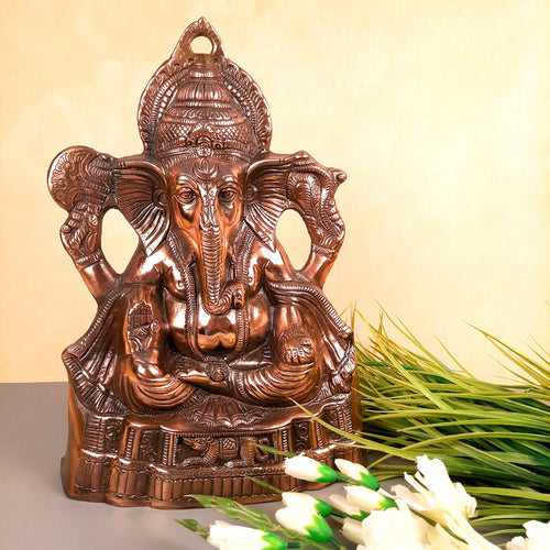 Ganesh Wall Hanging Cum Statue | Shri Ganesha Wall Decor Idol - for Diwali & Housewarming Gift | Religious & Spiritual Wall Art - for Puja, Home, Entrance  & Living Room - 17 Inch