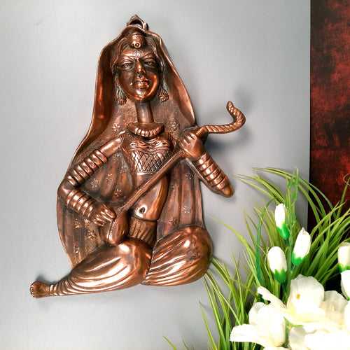 Wall Hanging Lady Musician Design | Metal Wall Art - For Home, Living Room, Bedroom, Drawing Room, Hotel, Restaurant Decor & Gifts - 15 inch