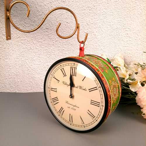 Victorian Station Clock | Vintage Railway Clocks - Double Sided Platform Watch | Antique Wall Hanging Clock - for Home, Living Room, Office Decor & Gifts - 10 inch