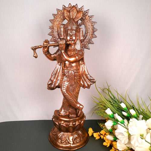 Krishna Idol | Shri Krishna Statue | Lord Krishna Metal Murti - for Puja, Home, Table, Living Room, Office Desk, Entrance Decoration & Gift -26 Inch