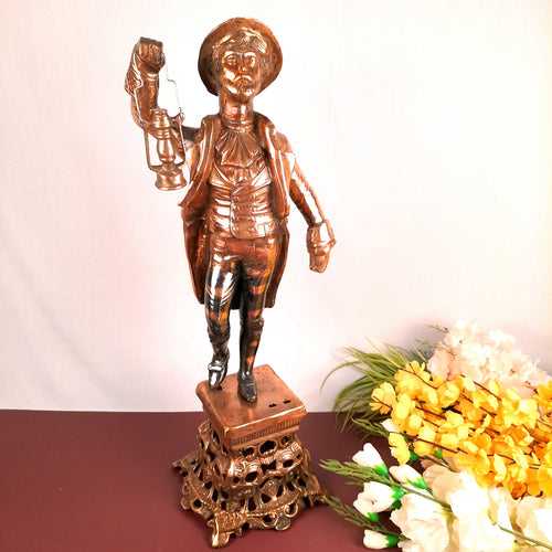 Showpiece Man Holding Lamp| Decorative Vintage Statue Big - For Home, Corners, Living Room Decor & Gifts - 26 Inch