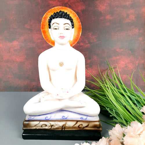 Mahaveer Ji Statue | Bhagwan Mahaveer Idol - for Home, Puja, Living Room, Entrance & Office Decor - 13 Inch