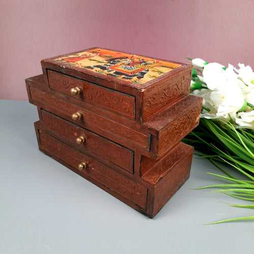 Jewellery Box | Decorative Wooden Jewelry Box - For Earring, Necklace & Gifts - 7 Inch