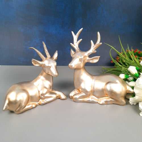 Deer Couple Showpiece | Reindeer Statue | Animal Figurines - for Home Decor, Garden, Balcony, Living Room & Gifts