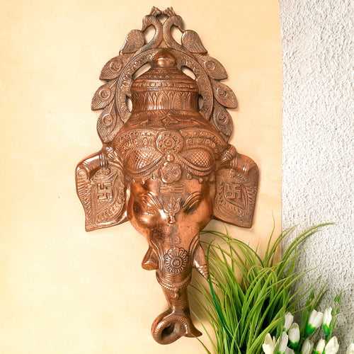 Ganesh Wall Hanging Idol | Lord Ganesha Face Wall Statue Decor | Religious & Spiritual Wall Art - For Puja, Home & Entrance  Living Room & Gift - 25 Inch