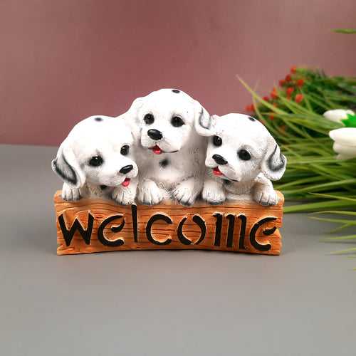 Welcome Dog Showpiece Statue | Animal Figurine - for Door, Entrance, Living Room, Kitchen Decor, House Warming Gifts - 6 Inch