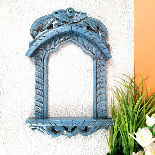 Wooden Jharokha Wall Hanging | Wall Window Cum Frames - For Home, Wall Decor, Living room, Entrance Decoration & Gifts - 19 Inch