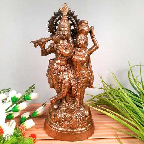 Radha Krishna Murti | Shri Radhe Krishna Statue Idol - for Home, Table, Living Room, Office, Puja , Entrance Decoration & Gifts | Religious & Spiritual Sculpture - 12 Inch
