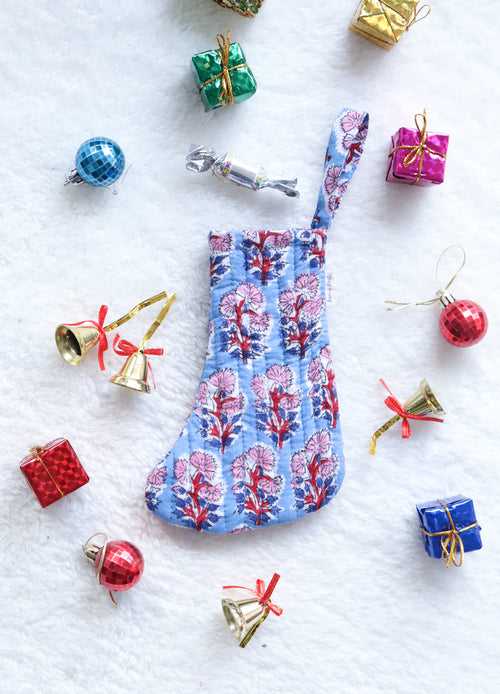 Mini Christmas stocking - Quilted Christmas Hanging Decoration - Gingerbread