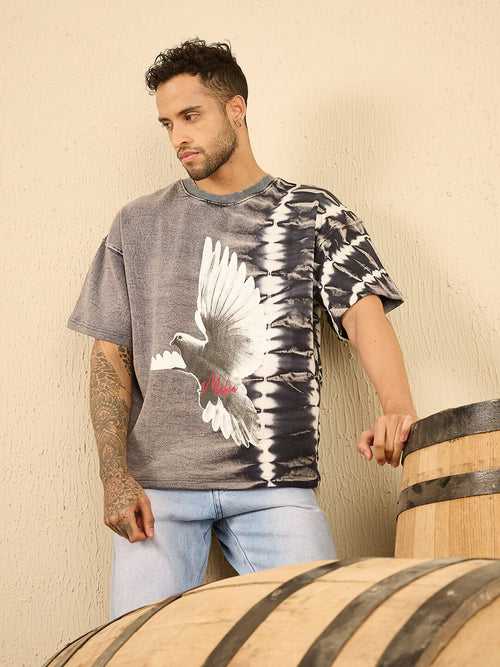 Dove Graphic Tie Dye Heavy Weight Oversized Tshirt