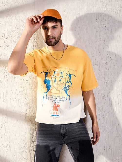 Yellow Ombre Oversized Graphic Tshirt