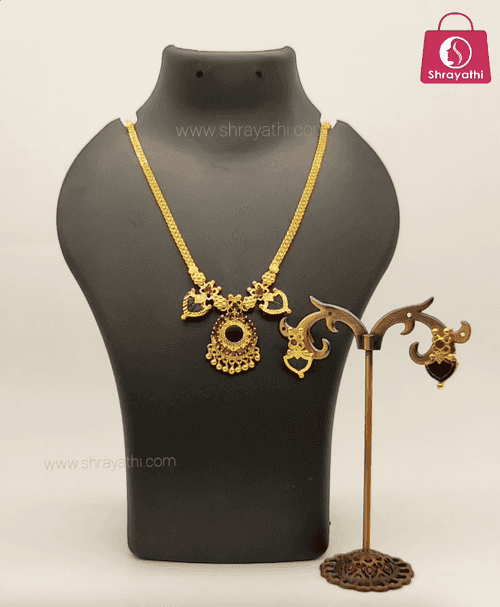 Gold plated palakka combo jewellery set