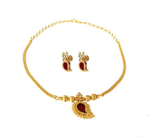 Itscustommade Maroon Mango Necklace With Earrings