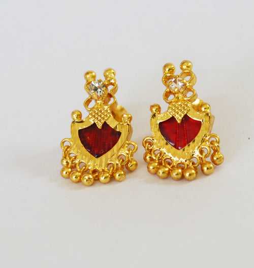 Itscustommade Small Maroon Palakka Stud Earring