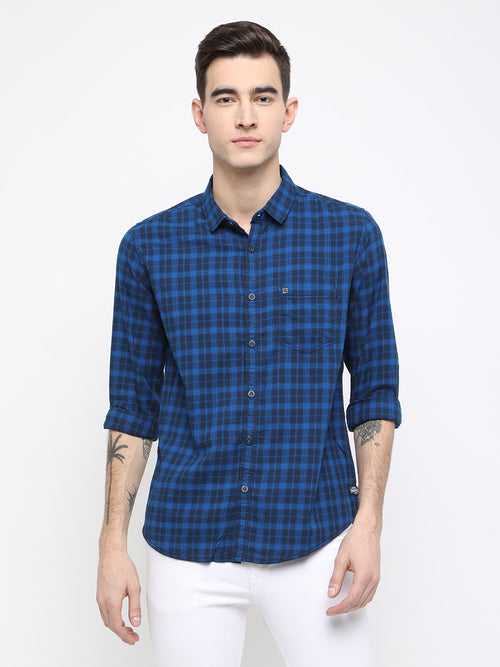 Navy and blue checkered shirt