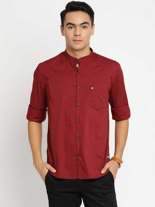 Slim Fit Red Printed Shirt