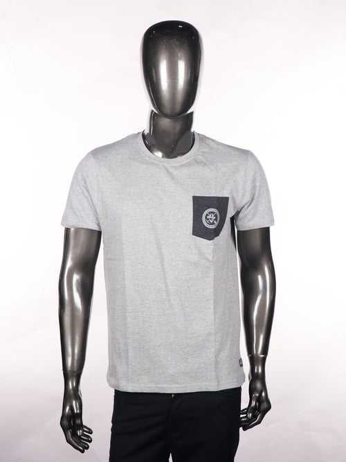 Slim Fit Grey Melange T Shirt with pocket