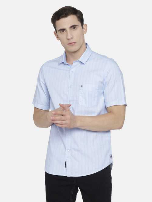 White and Light Blue Checkered Shirt