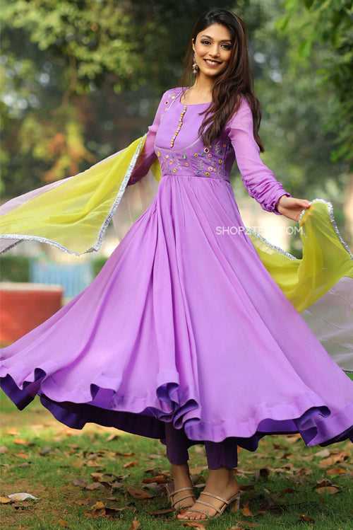 Lilac Georgette Anarkali Dress