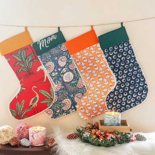 Custom Christmas Blockprint Stockings