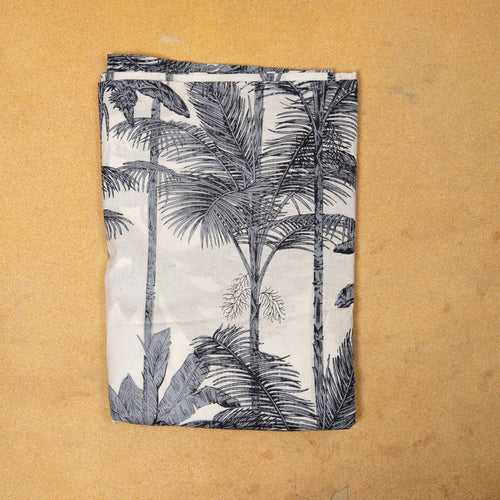 Grey Palm on Palm Hand Screen Printed Cotton Fabric