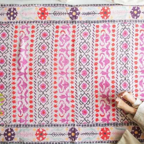 Nayla Multicolour Screen Printed Cotton Rug