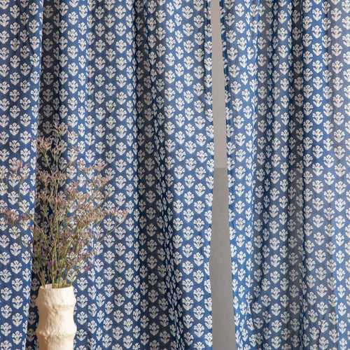 Neela Cosmos Floral Cotton Sheer Curtain