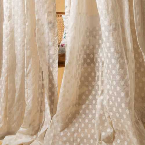 Off-White Floral Buta Banarsi Curtain