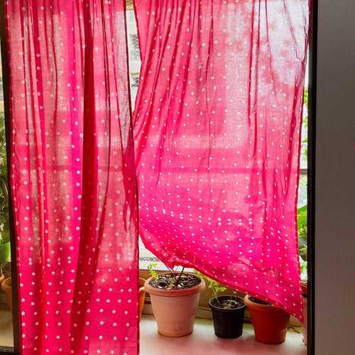 Pink Bandhani Curtain