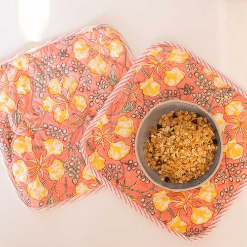 Red Hibiscus Pot Holders Set of 2