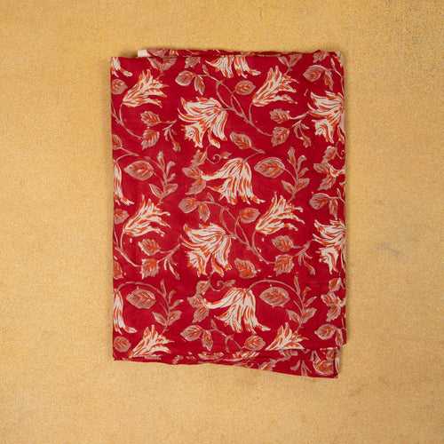 Red Lilies Hand Blockprinted Cotton Fabric