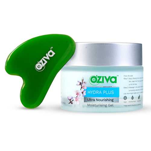 OZiva Hydra Plus Ultra Nourishing Moisturising Gel - 50 g + Jade Gua Sha Stone