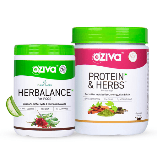 HerBalance for PCOS (250g) + Protein & Herbs for Women (500g) for PCOS Symptom Management and Holistic Fitness